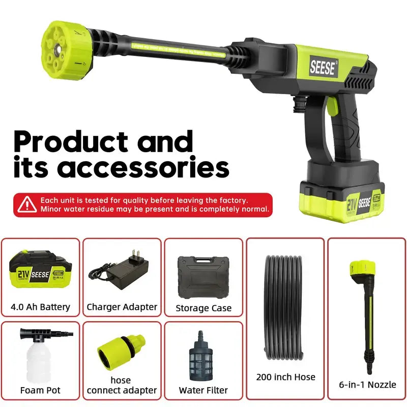 HydroJet Cordless Pressure Washer | Portable Foam Cannon Car Wash Kit