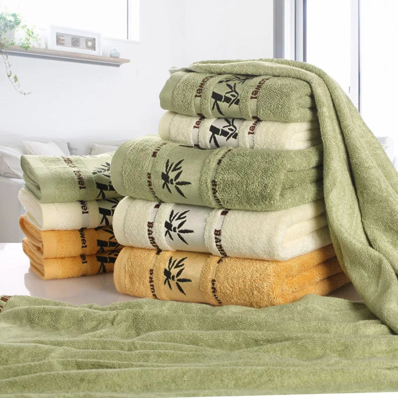Bamboo Fiber Towel Set | Ultra-Soft Absorbent Bath Towels | Quick-Dry Face and Body Towels