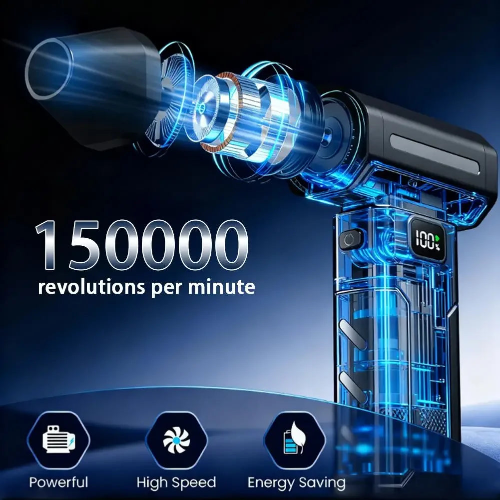 Turbo Jet Air Blower 150000 RPM | Brushless Electric Duster | Compressed Air Blower for Keyboard PC Car Cleaning